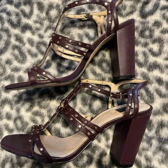 WHBM Cabernet Studded High Heel Sandals women's size 7.5 - Picture 2 of 6